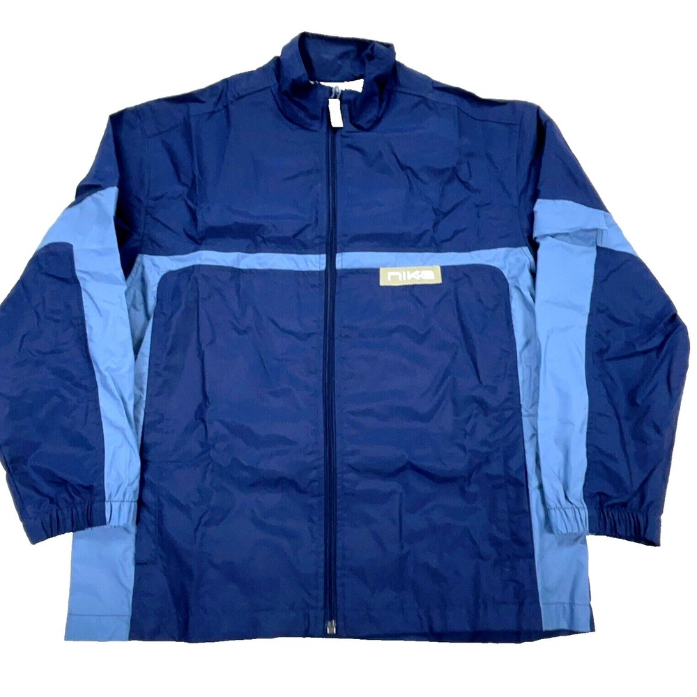 Vintage Nike Jacket Boys Large Blue Windbreaker Track Suit Warm Up Youth Y2K 00s